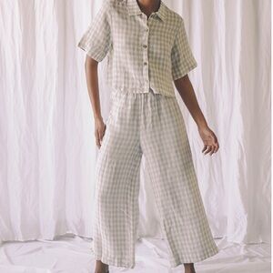 Beige Gingham Lounge Set